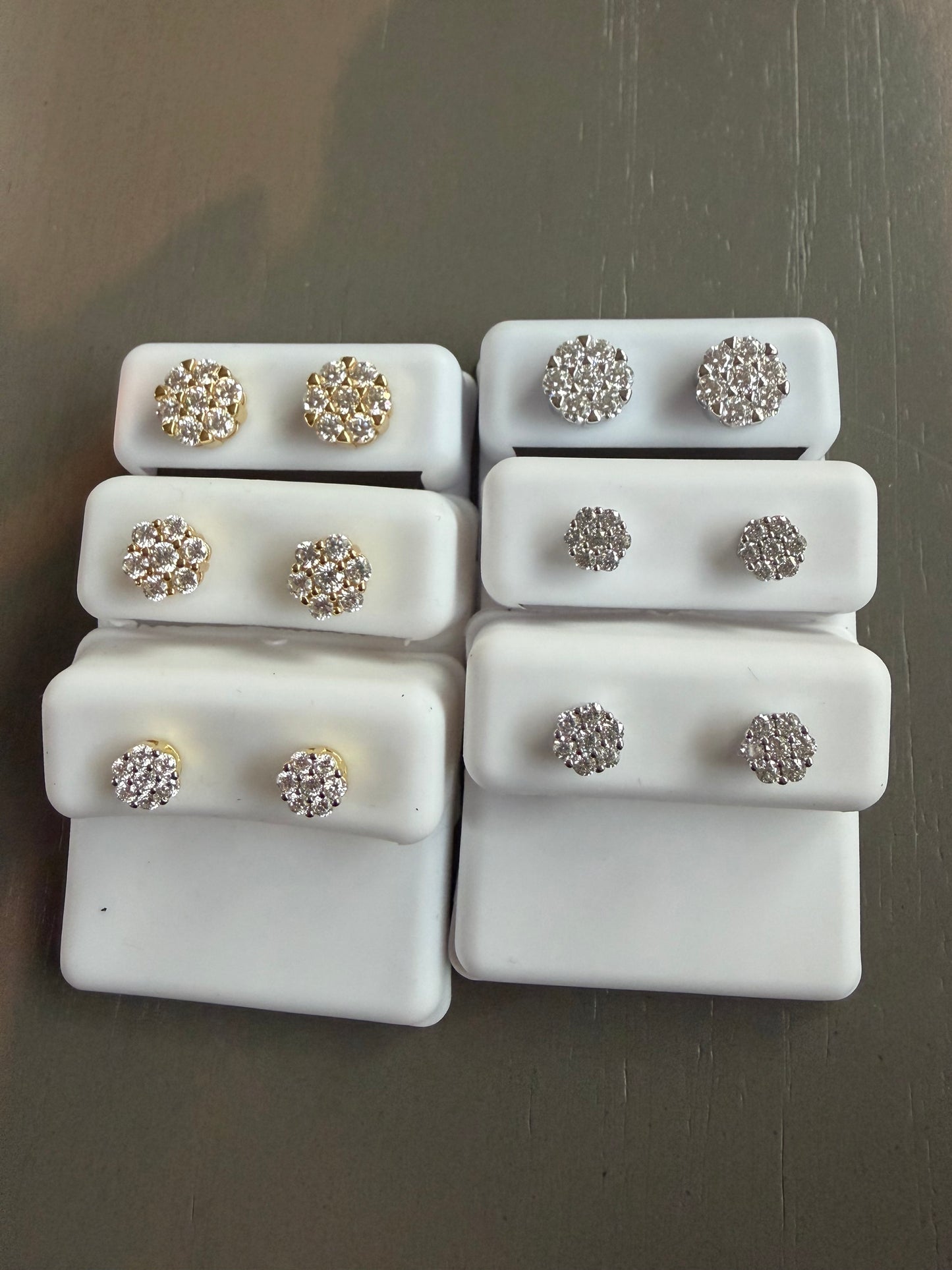 Silver & Moissanite flowers 4 sizes, 4 colors