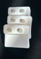 .50ct silver & Moissanite screw back mini flowers