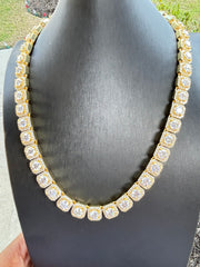 Silver & Moissanite Sugar cube chain