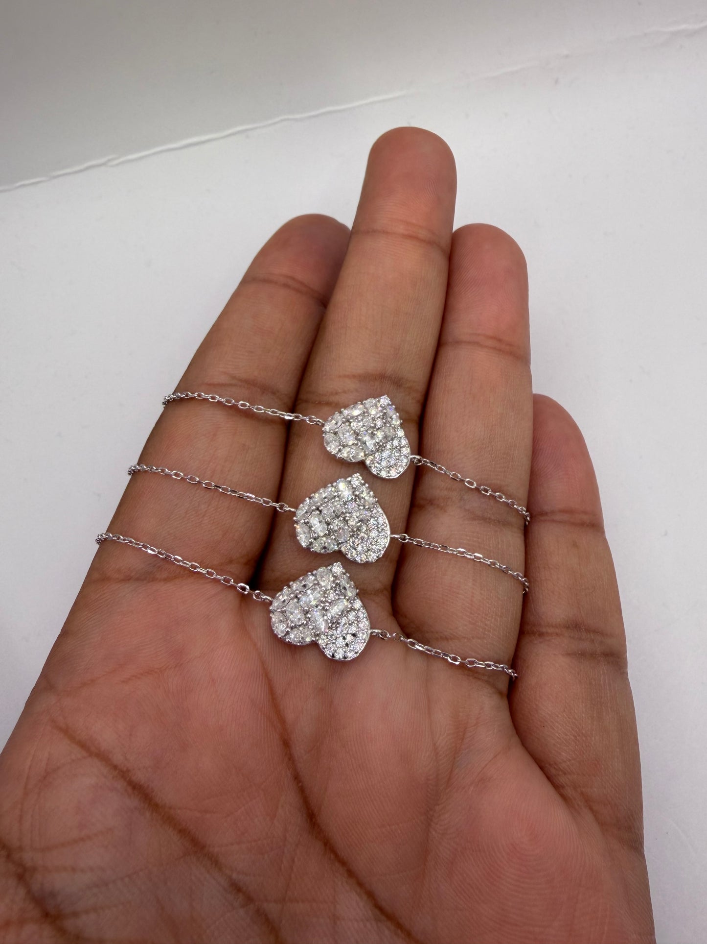 Silver & Moissanite 7.5” heart bracelet