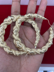 10k gold bamboo hoop earrings