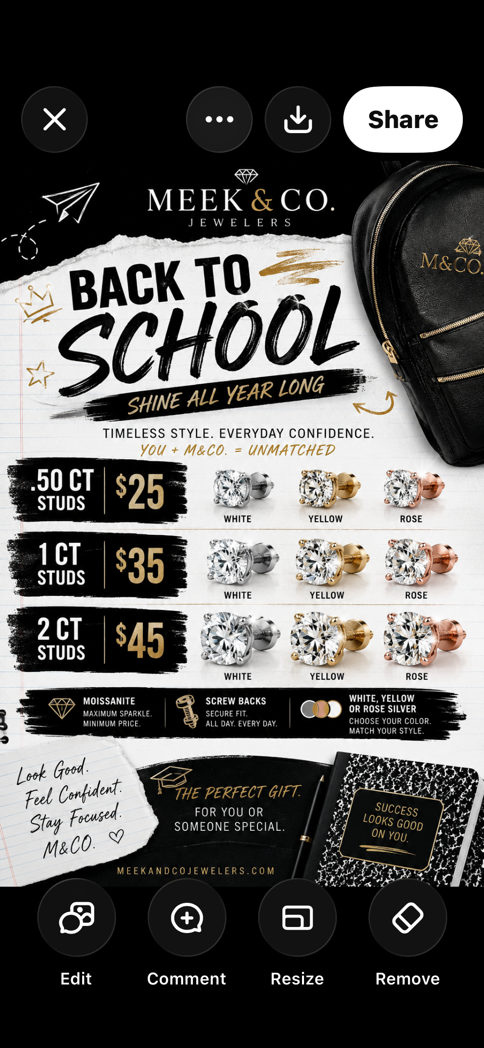 Back to school silver & Moissanite studs