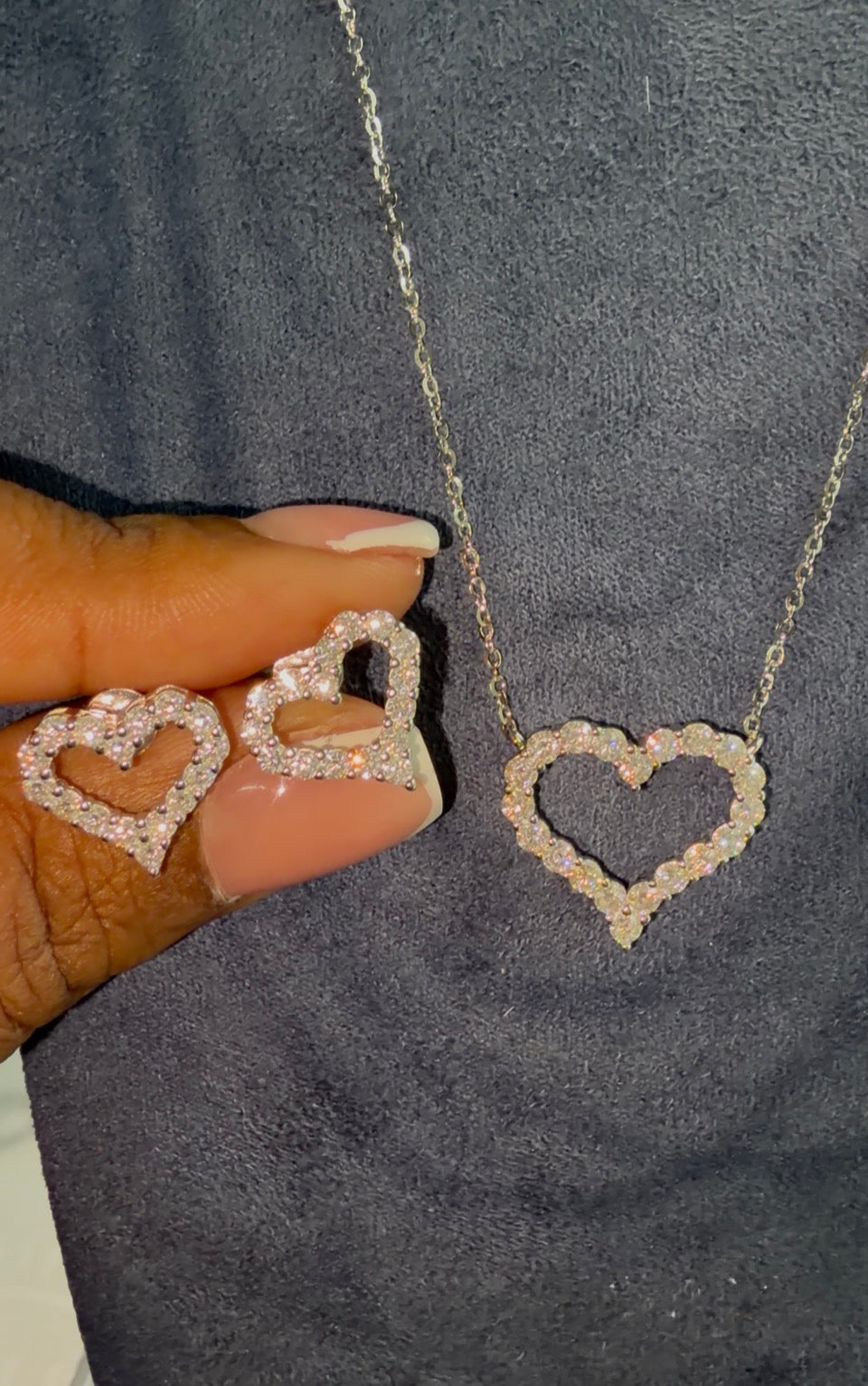 20” silver & moisssnite necklace & earring set