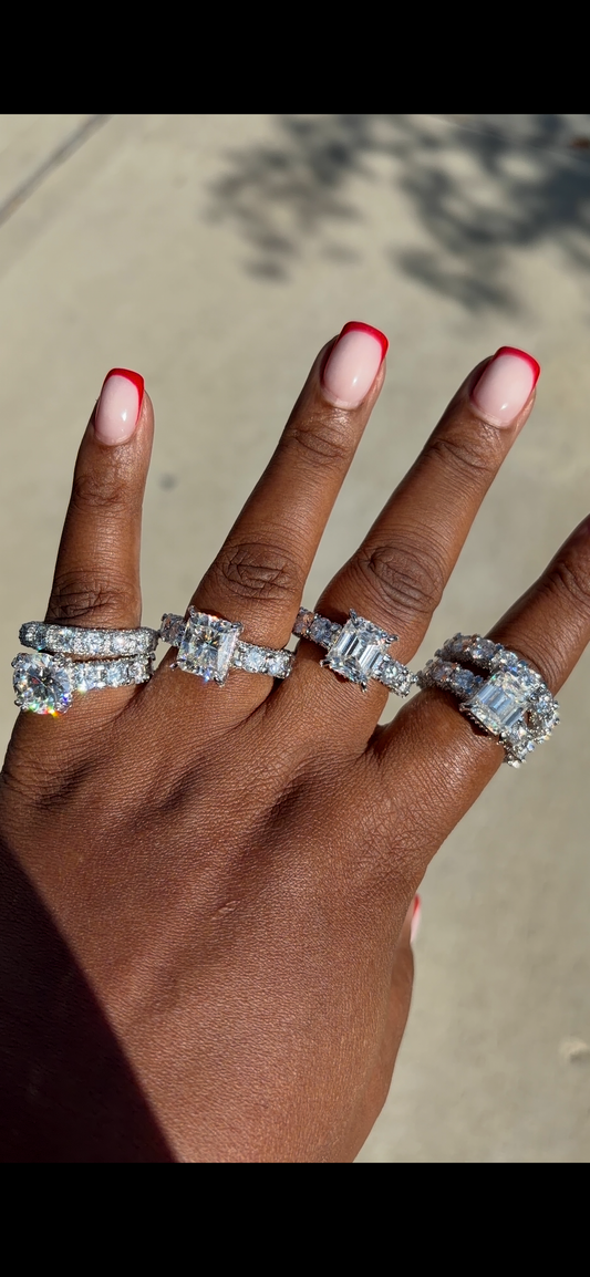 Silver & Moissanite 13ctw big stone 5cts band is available for special order.