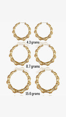 10k gold bamboo hoop earrings