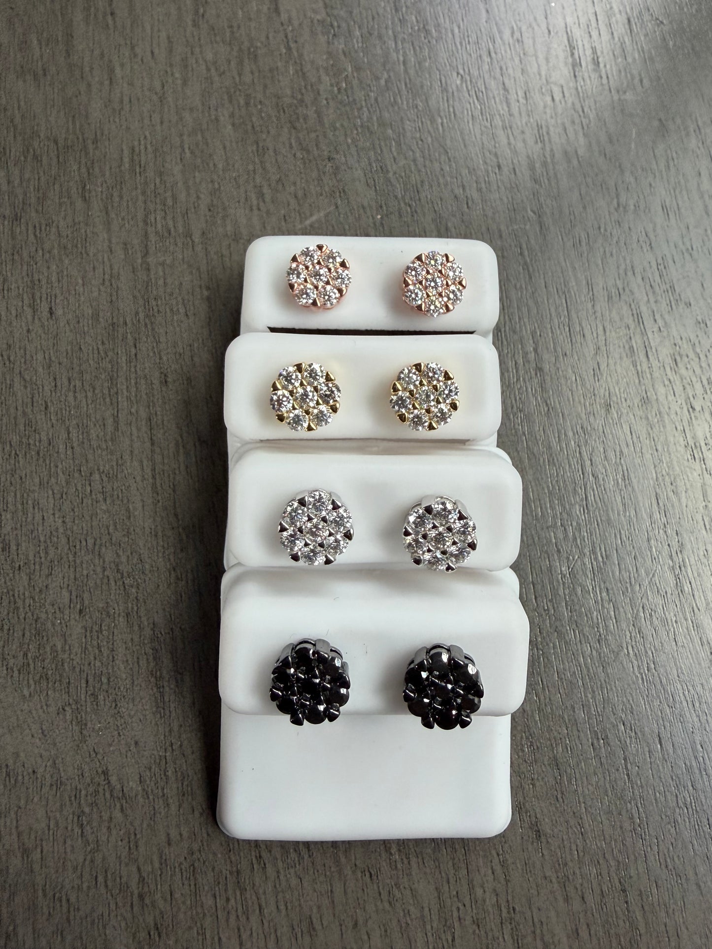 Silver & Moissanite flowers (screw backs)