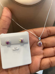 Silver & Moissanite sets, 18” box necklace included.