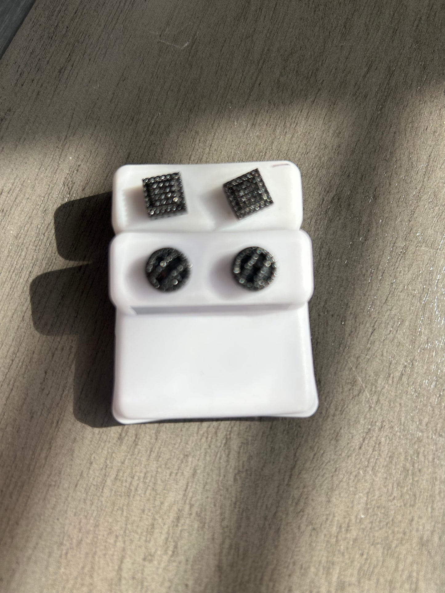 Black Moissanite squares or circles screw backs
