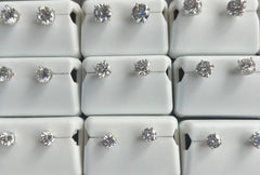 1ct, 2ct & 3ct solitaire studs silver & Moissanite