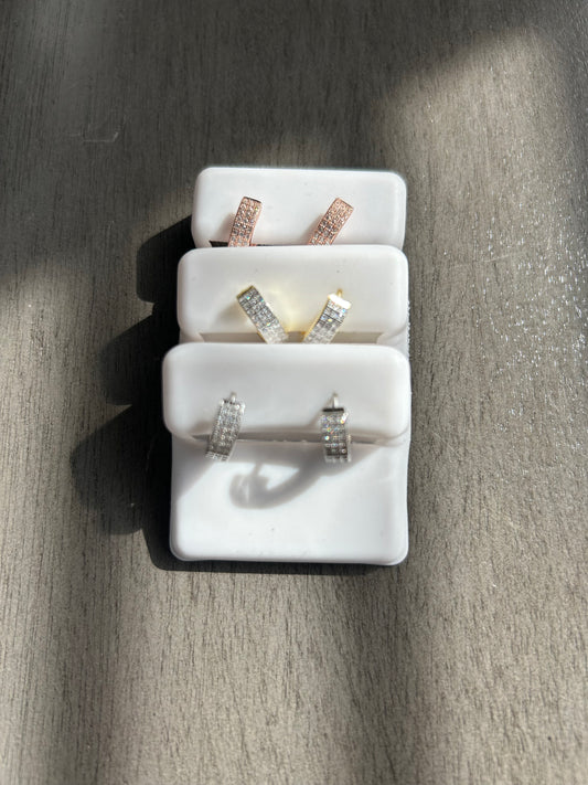 Silver & Moissanite thick hoops