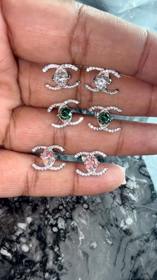 Silver & Moissanite C studs