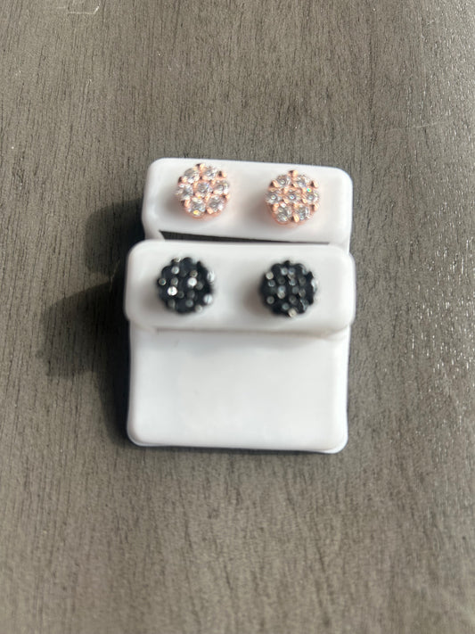 Silver & Moissanite flowers (screw backs)