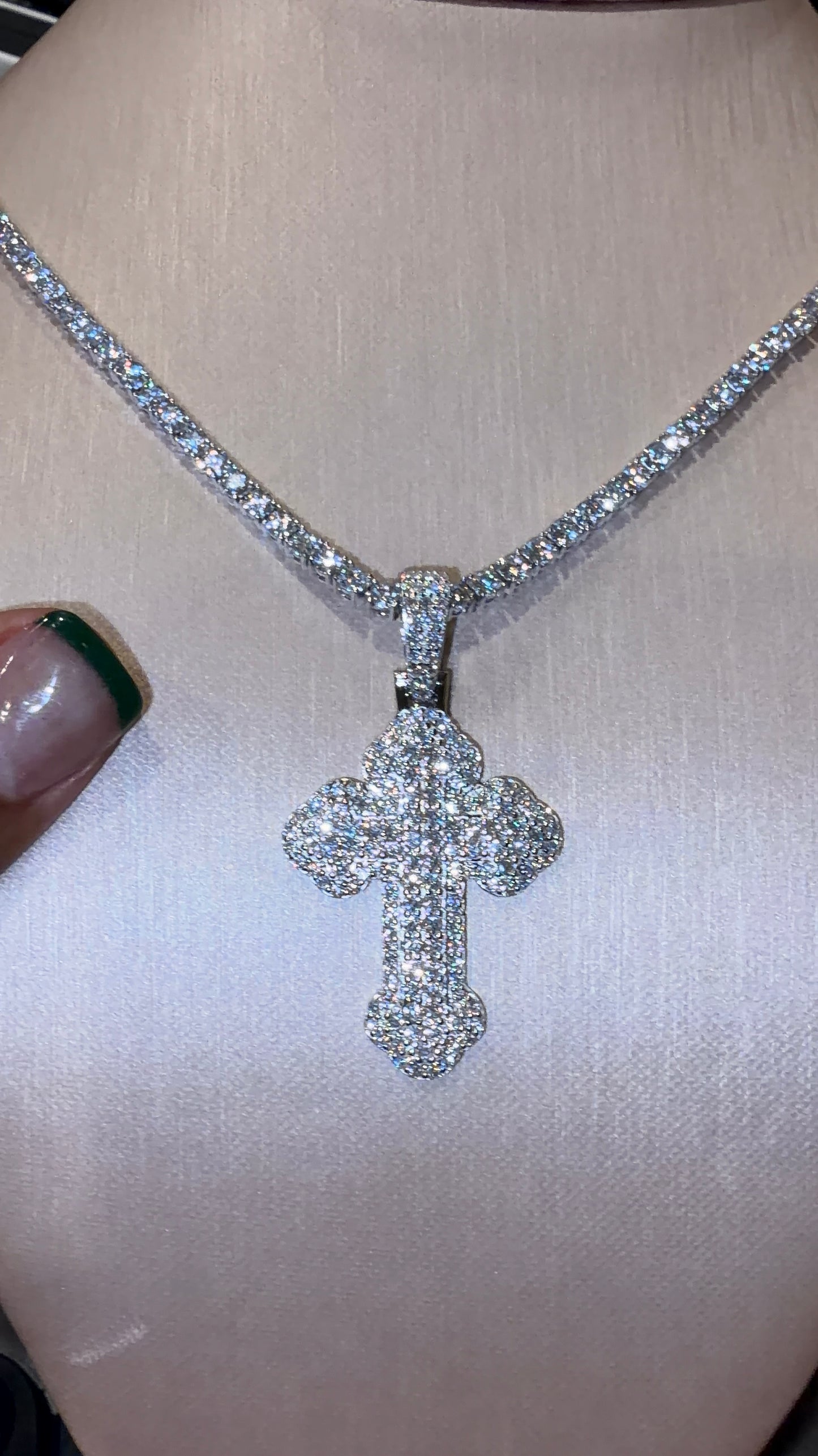 Silver & Moissanite Letter or Letter & 18”Tennis Chain |