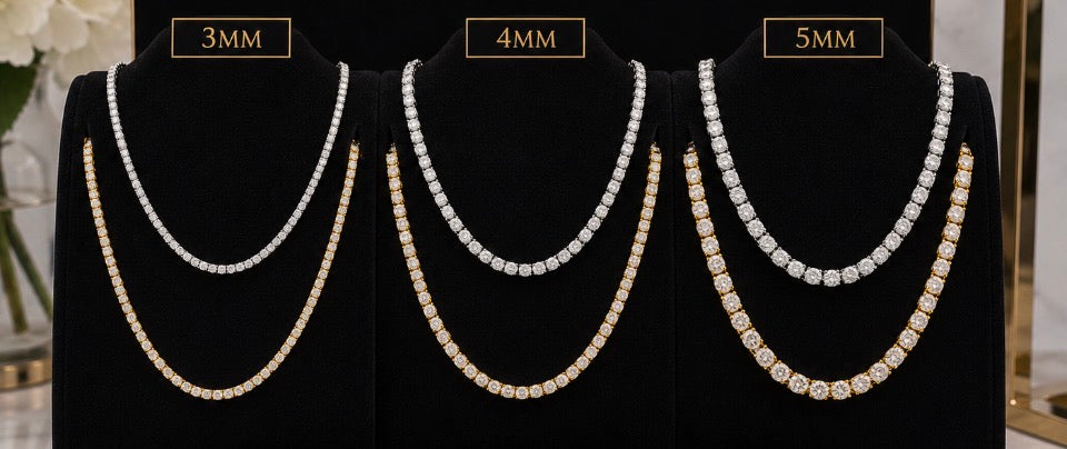 Silver & Moissanite tennis necklace & bracelet sets