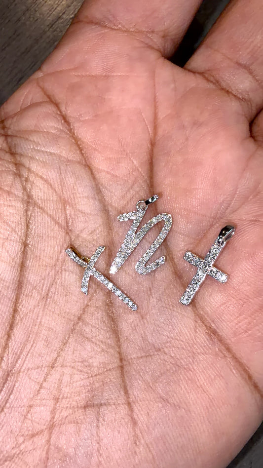10k Gold & Natural Diamond Initial Pendants, Cross 14K | Meek & Co. Jewelers