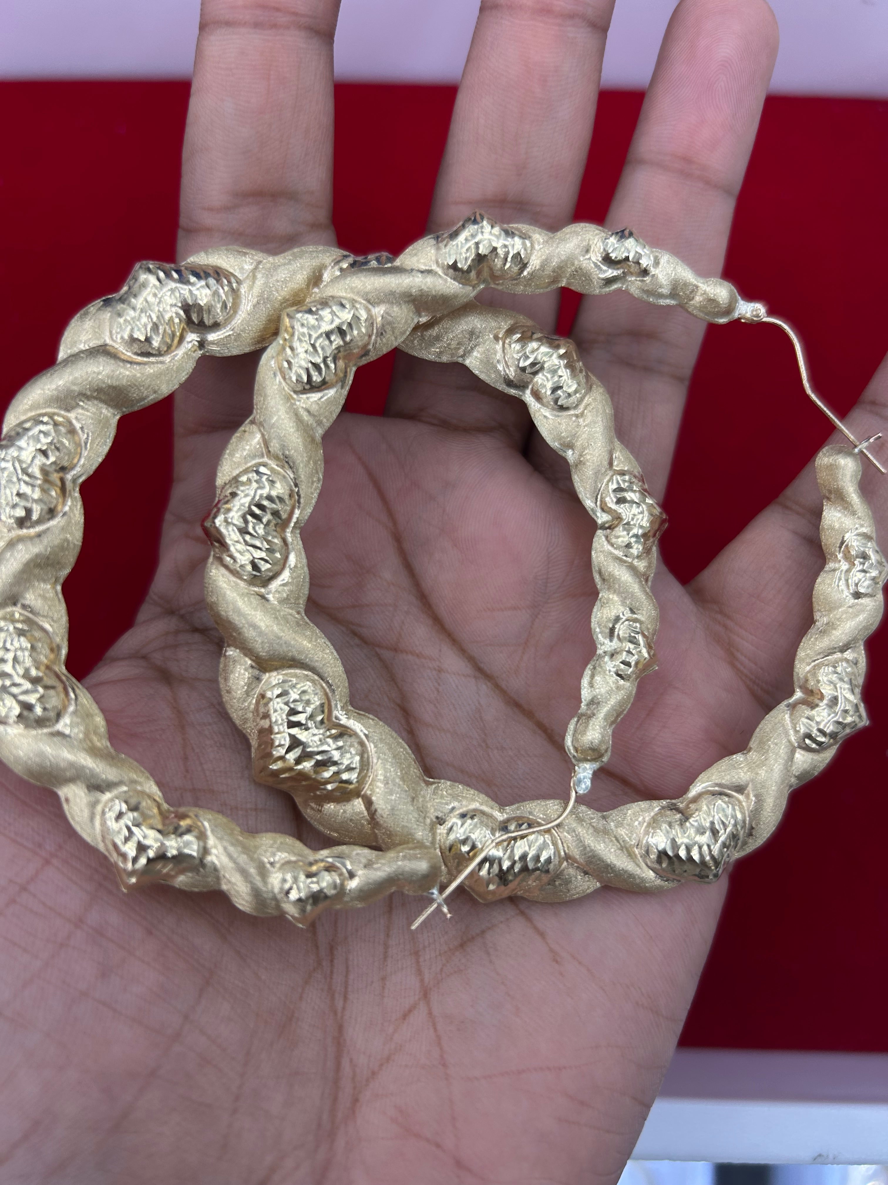 10k gold bamboo hoop earrings