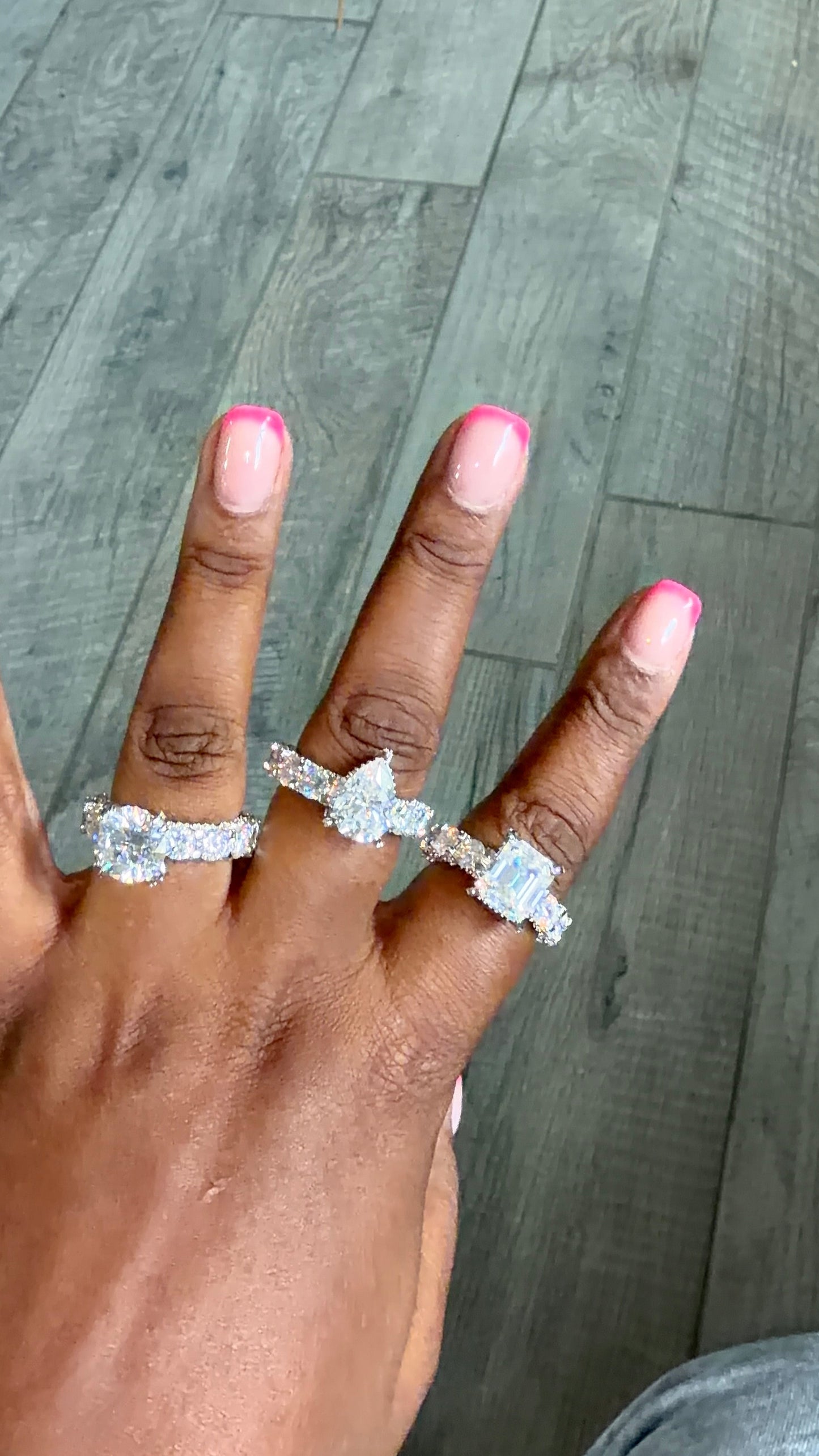 Silver & Moissanite 13ctw big stone 5cts band is available for special order.