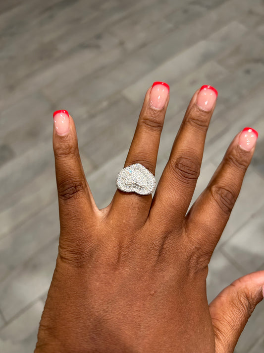 Silver & Moissanite big Heart Ring