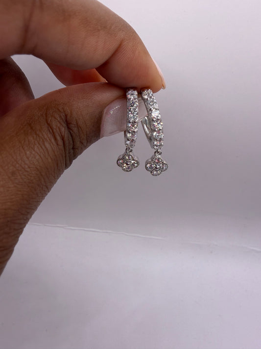 Sterling silver & 2ct lab diamond hoops