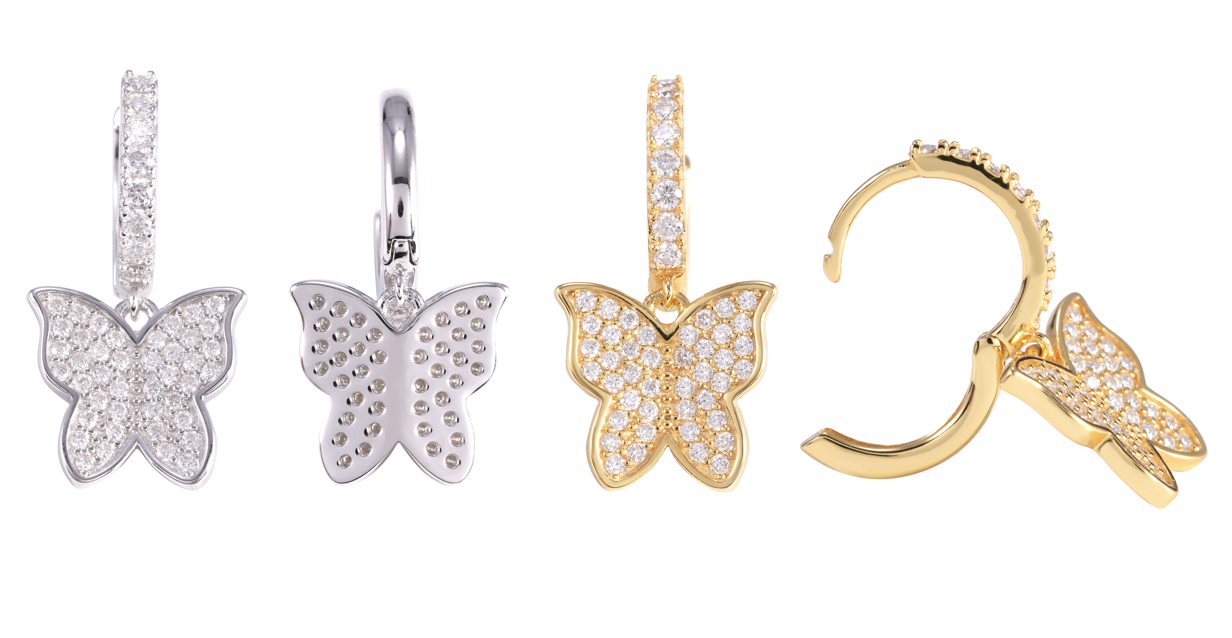 butterfly rings & earrings tester certified